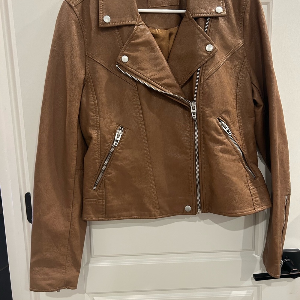 Blank NYC Faux Leather Jacket Size Large in Cognac